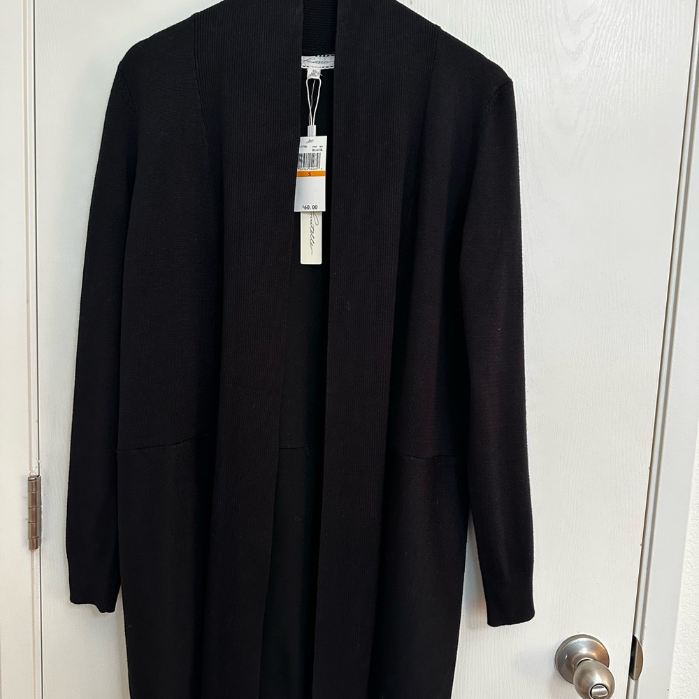 Black Knit Cape with Long Sleeves